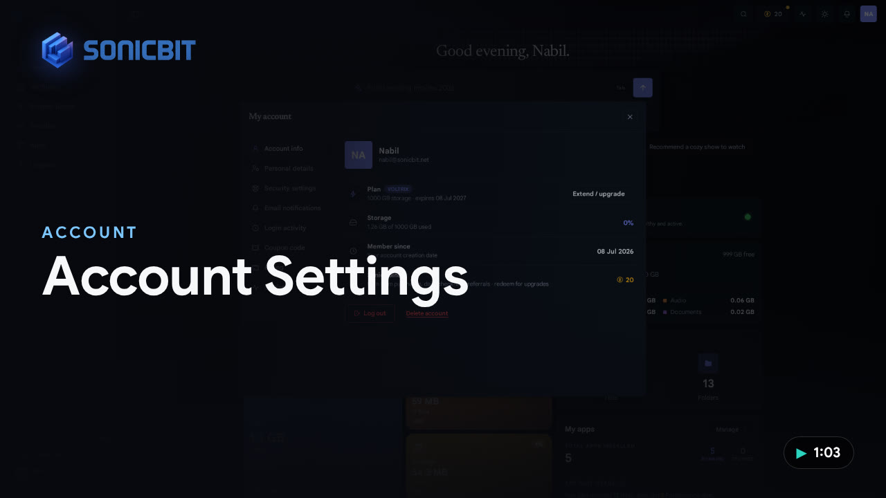 Your account settings